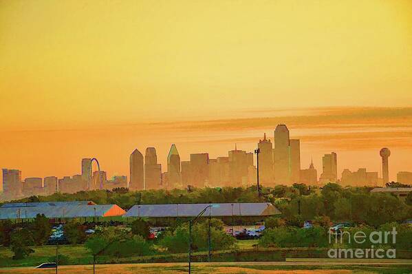 Cityscape Poster featuring the photograph Dallas Texas Skyline by Diana Mary Sharpton