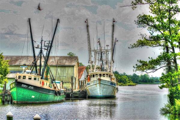 Shrimp Boats Poster featuring the photograph Days End by John Handfield