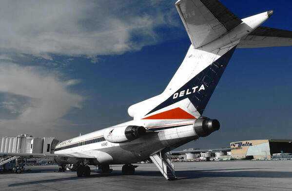 Delta Air Lines Poster featuring the photograph Delta Boeing 727 at Miami by Erik Simonsen