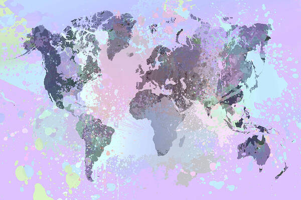 World Poster featuring the mixed media Design 157 World Map by Lucie Dumas