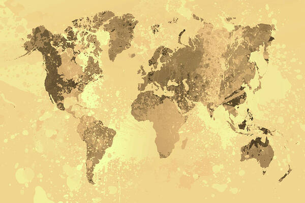 World Map Poster featuring the digital art Design 170 World Map by Lucie Dumas