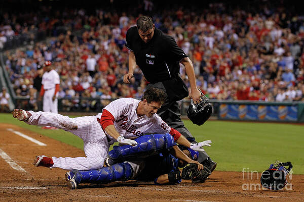 Dioner Navarro Poster featuring the photograph Dioner Navarro and Chase Utley by Brian Garfinkel