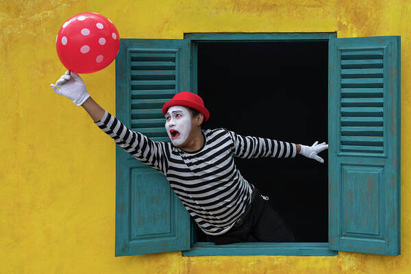 Clown Poster featuring the photograph Don't fly away by Anges Van der Logt