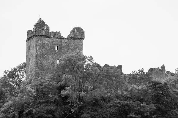 Architecture Poster featuring the photograph Doune Castle BW by Christi Kraft