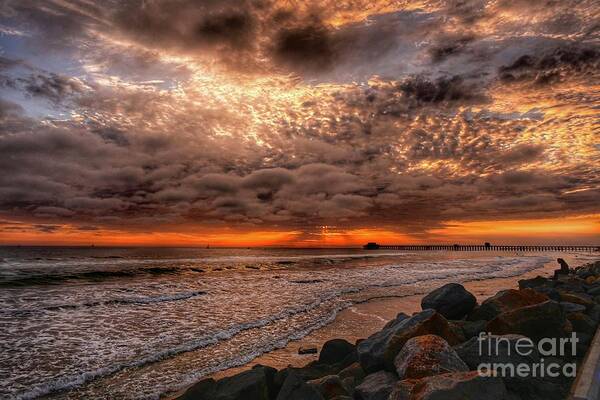 Sunset Poster featuring the photograph Dramatic sunset in Oceanside by Rich Cruse