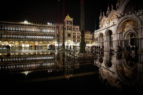 Art Poster featuring the photograph Dsc9434 - St Mark's Square by night, Venice by Marco Missiaja