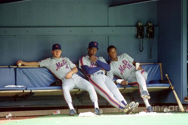 Dwight Gooden Poster featuring the photograph Dwight Gooden, Darryl Strawberry, and Lenny Dykstra by George Gojkovich