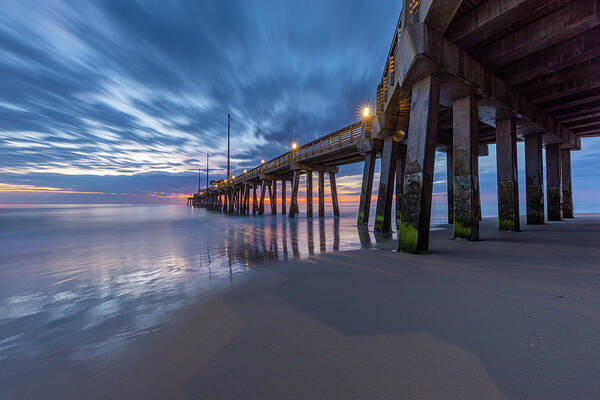 North Carolina Poster featuring the photograph Early Morning at Jennette's Pier by Claudia Domenig