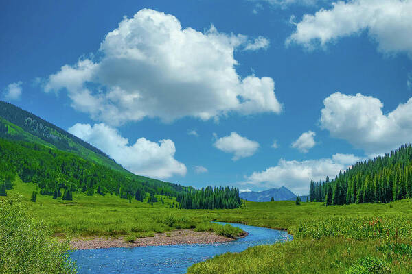 Calm Poster featuring the photograph Winding Mountain River, East River at Crested Butte by Tom Potter