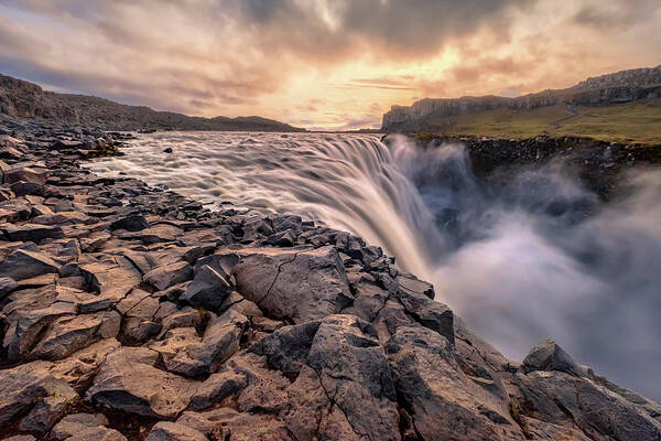 Dettifoss Poster featuring the photograph East Side of Dettifoss Waterfall in Iceland by Alexios Ntounas