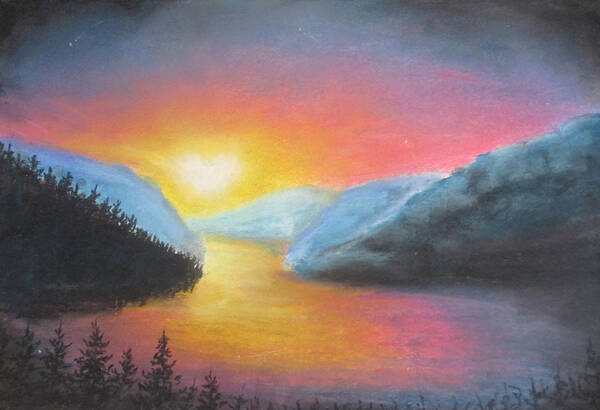 Chromatic Sunset Poster featuring the painting Enchanted Sky by Jen Shearer