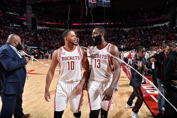 Eric Gordon Poster featuring the photograph Eric Gordon and James Harden by Bill Baptist