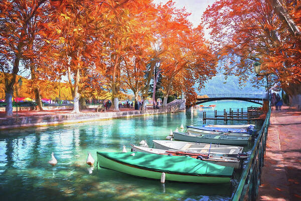 Annecy Poster featuring the photograph European Canal Scenes Annecy France by Carol Japp