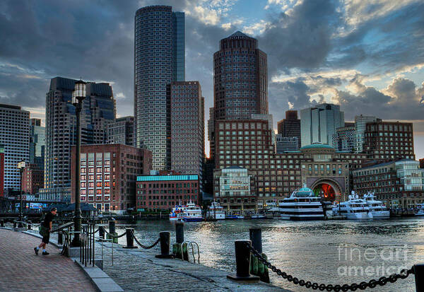 Boston Poster featuring the photograph Evening at the Harbor by LR Photography