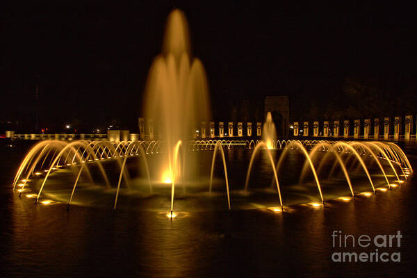 Washington Poster featuring the photograph Evening At The World War II Fountain by Adam Jewell