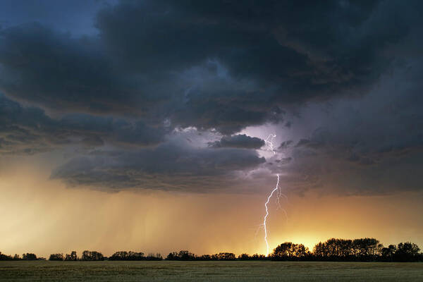 Landscape Poster featuring the photograph Evening Lightning by Dan Jurak