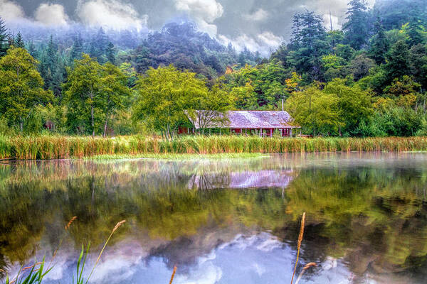 Barns Poster featuring the photograph Farm on the Edge of the Lake by Debra and Dave Vanderlaan