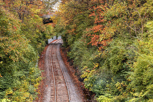 Fayetteville Arkansas Poster featuring the photograph Fayetteville Arkansas And Missouri Railroad in Autumn by Gregory Ballos
