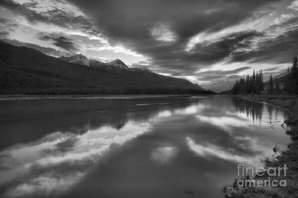 Beauty Creek Poster featuring the photograph Fiery Skies Over Beauty Creek Black And White by Adam Jewell