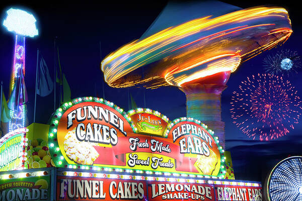 Carnival Poster featuring the photograph Fireworks at the State Fair by Mark Andrew Thomas