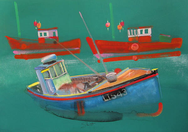 Fishing Poster featuring the painting Fishing Boats at Walberswick by Charles Stuart