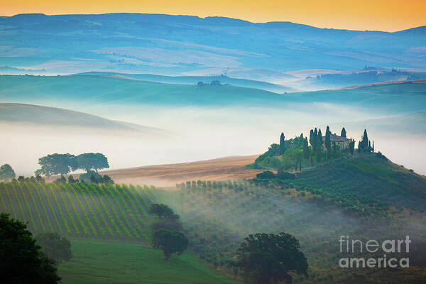 Europe Poster featuring the photograph Fog in Tuscan Valley by Inge Johnsson