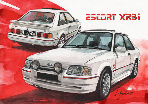 Ford Poster featuring the painting Ford Escort XR3i by Yoshiharu Miyakawa