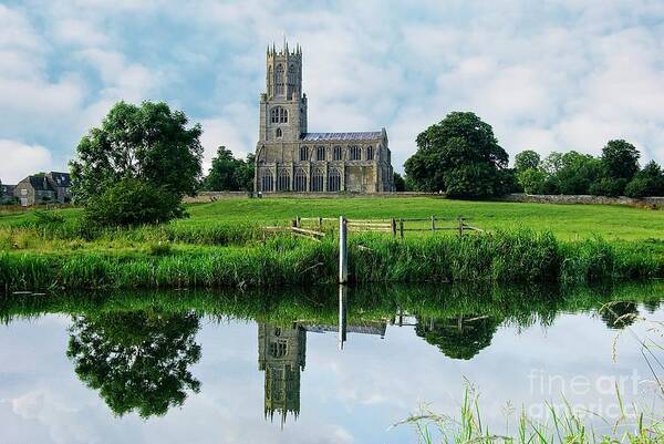 Fotheringhay Church Poster featuring the photograph Fotheringhay Church and River Nene Northamptonshire by Martyn Arnold