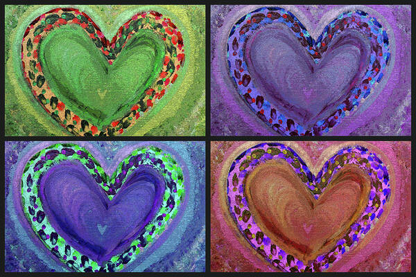 Heart Poster featuring the painting Four Big Hearts by Corinne Carroll