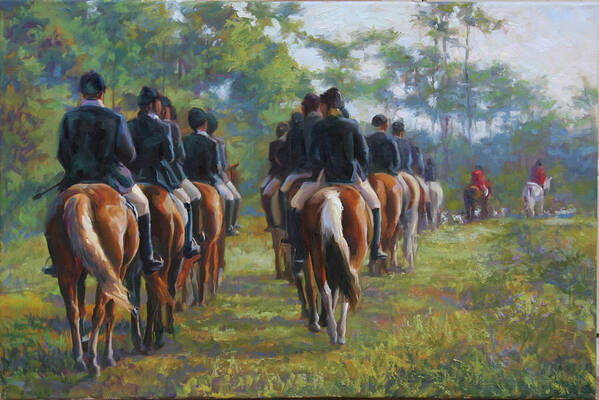 Fox Hunters Poster featuring the painting Fox Hunt Morning by Laurie Snow Hein