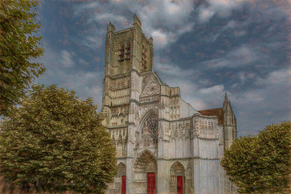 Auxerre Poster featuring the photograph Auxerre Cathedral, France by Marcy Wielfaert