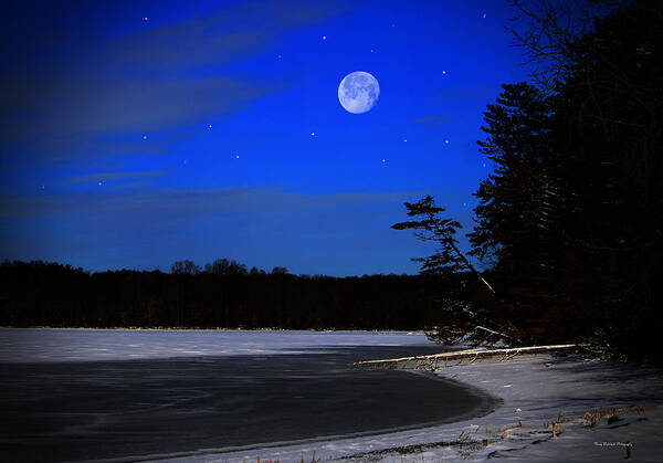 Landscape Poster featuring the photograph Frozen Moonlight Bay by Mary Walchuck