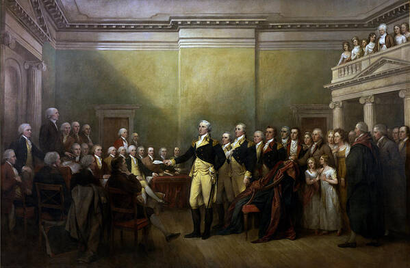 George Washington Poster featuring the painting General Washington Resigning His Commission by War Is Hell Store