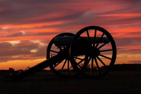 Cannons Poster featuring the photograph Gettysburg - Cannon on Cemetery Ridge at First Light by Liza Eckardt