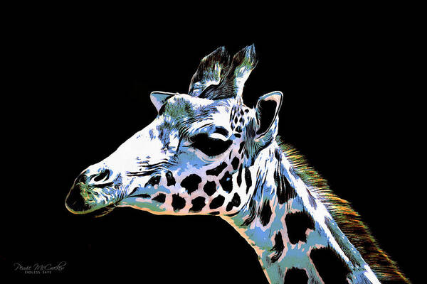 Animals. Giraffe Poster featuring the digital art Giraffe by Pennie McCracken