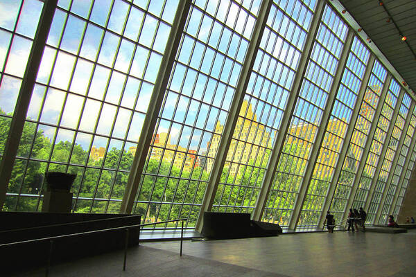 Architecture Poster featuring the photograph Glass Atrium Architecture Metropolitan Museum by Patrick Malon