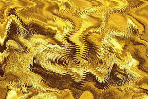 Abstract Poster featuring the photograph Golden Wave Texture Background by Severija Kirilovaite