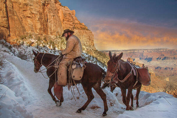 Arizona Poster featuring the photograph Grand Canyon Pack Mules by Wendell Thompson