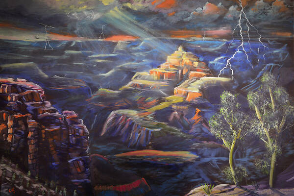 Grand Canyon Poster featuring the painting Grand Canyon Storm by Chance Kafka