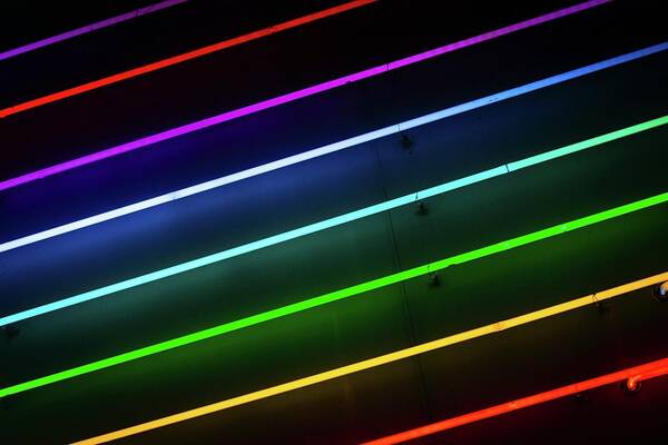 Pride Poster featuring the photograph Green, Orange, Red, Blue, And Purple Striped Lights by Julien