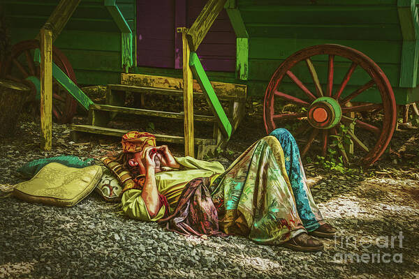 Romany Poster featuring the photograph Gypsy Musician Life with Caravan by Susan Vineyard