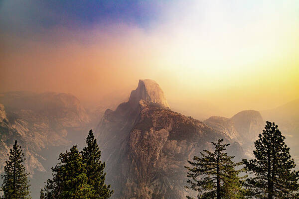 Half Dome Poster featuring the photograph Half Dome Among the Fires by Cindy Robinson