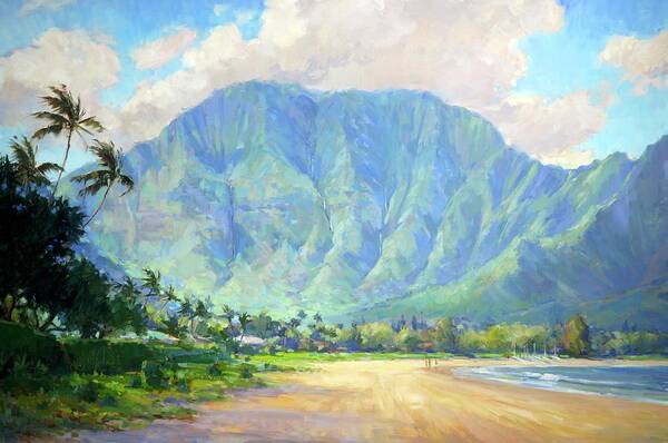 Landscape Poster featuring the painting Hanalei Bay Morning by Jenifer Prince