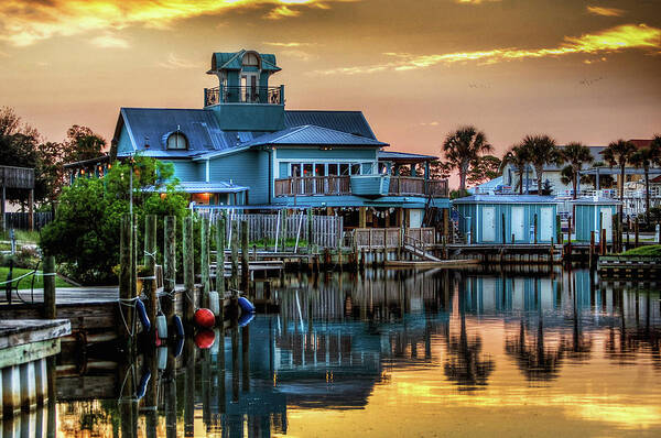 Gulfcoast Poster featuring the photograph Happy Harbor Blue House by Michael Thomas