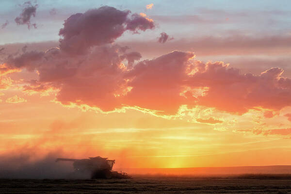 Combine Poster featuring the photograph Harvest Sunset by Todd Klassy