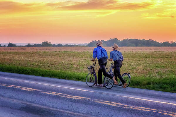 Amish Country Poster featuring the photograph Heading Home at Sunset by Susan Rissi Tregoning