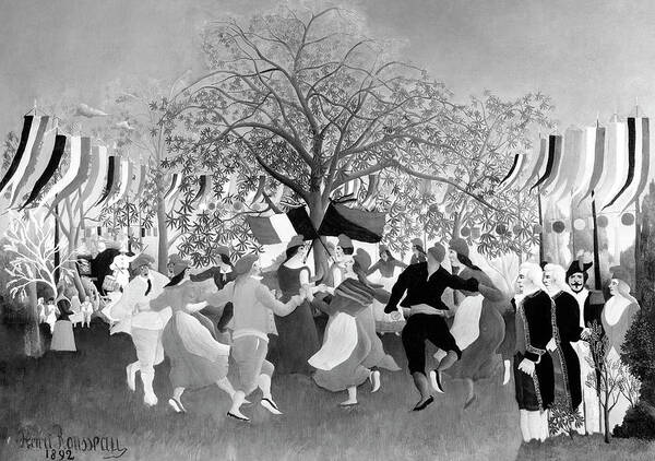 Henri Rousseau's A Centennial Of Independence 1892 Poster featuring the painting Henri Rousseau's a Centennial of Independence 1892 in Black and White by Bob Pardue