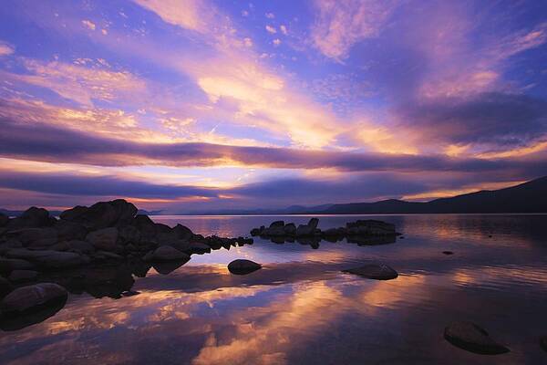 Lake Tahoe Poster featuring the photograph Hidden Beach Sunset Surprise by Sean Sarsfield
