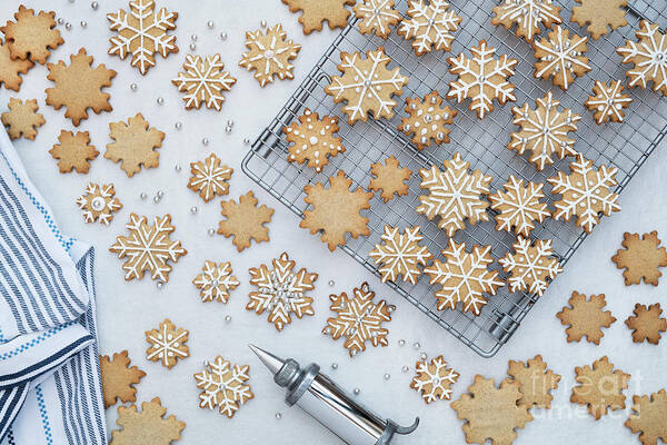 Christmas Snowflake Biscuits Poster featuring the photograph Homemade Christmas Snowflake Biscuits by Tim Gainey