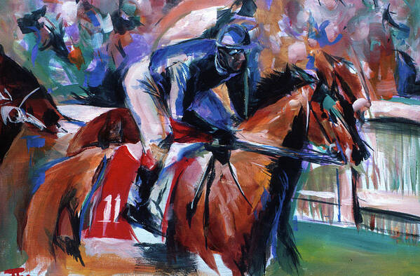 Kentucky Horse Racing Poster featuring the painting Horse 11 by John Gholson